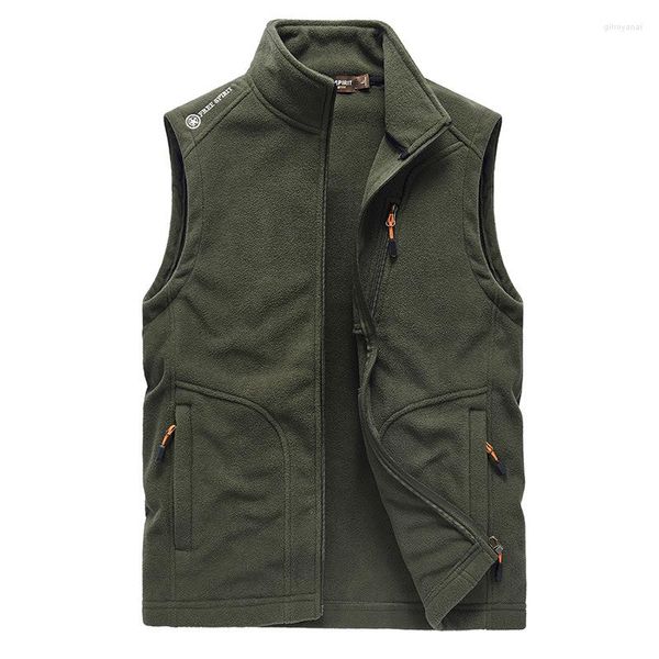 Chalecos para hombre, chaqueta de Otoño Invierno para hombre, cárdigan de lana sin mangas, chaleco táctico militar con cremallera, abrigos deportivos cálidos para exteriores bordados