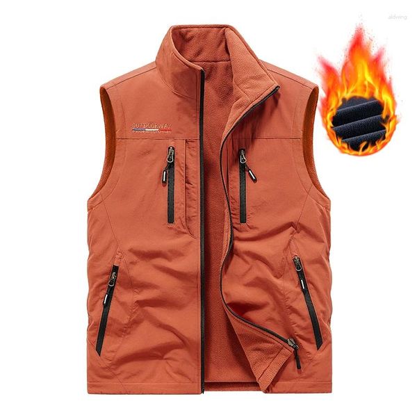 Chalecos para hombres Autumn Winter Men Vest casual Reversible Flana Middle and Andy Tactical Militar Multi-Splock Sleeveless Jacket alta calidad