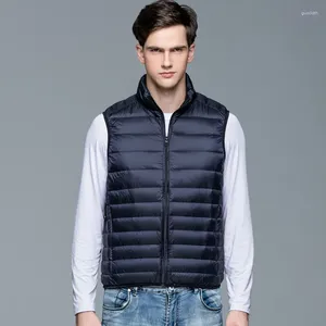 Gilets pour hommes automne hiver ultra-léger blanc canard vers le bas gilet hommes extérieur court coupe-vent coupe-vent chaud gilet léger hommes