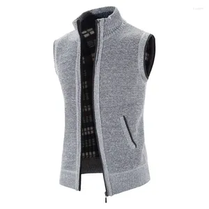 Gilets pour hommes Automne / Hiver Gilet Plus Velours Épaissir Taille Slim Mens Pull Gilet Sans Manches Tricoté