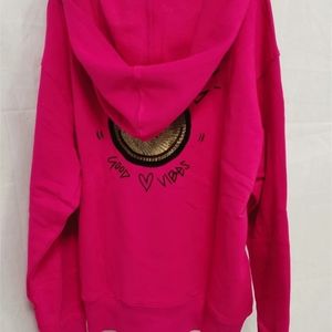 Herenvesten met borduursel op de achterkant Rose Roze sweatshirt met capuchon Dames 231114