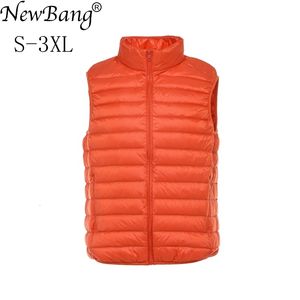 Gilets pour hommes Bang Brand Gilet pour hommes Ultra léger vers le bas Gilet hommes léger imperméable sans manches blanc canard vers le bas mâle mince gilet 230915