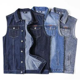 Gilets pour hommes Grande taille 8XL Hommes Denim Gilet Manteau Mode Lâche Gilet Vêtements d'extérieur Mâle Casual Chaleco Hombre Sans Manches Fat Jeans Wa215h