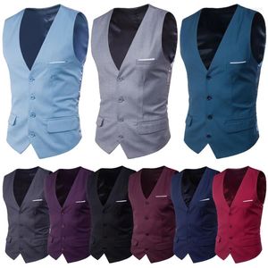 Gilets pour hommes Noir Solide Couleur Hommes Costume Gilet De Mariage Formel Business Blazer Slim Gilet Gilet Robe De Marié