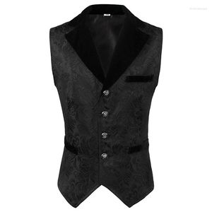 Herenvesten Zwart V-hals Mouwloos Steampunk-jack Gothic Kleding Heren Middeleeuws Vintage Vest Cosplay Vest Plus Size Victoriaanse top