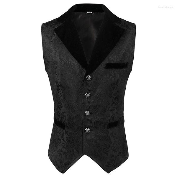 Gilets pour hommes Noir Col V Sans manches Veste Steampunk Vêtements gothiques Hommes Médiéval Vintage Gilet Cosplay Gilet Plus Taille Victorien Top