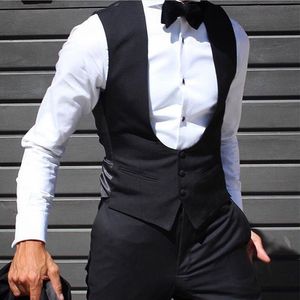 Gilets pour hommes Gilet noir Mariage Groom Tuxedo Slim Solid Couleur Mode Gilet 230222