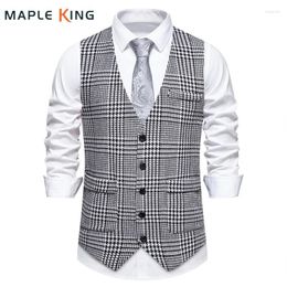 Herenvesten blazer vest heren gilets elegante colete masculino xadrez 2024 vintage mariage homme pakken taille jas steampunk hombre