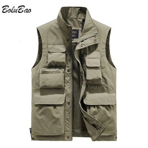 Gilets pour hommes Bolubao Hommes Outdoor Multi-Pocket Solide Couleur Pêche Directeur Reporter Travail Gilet Pographie Veste Casual Mâle 221130