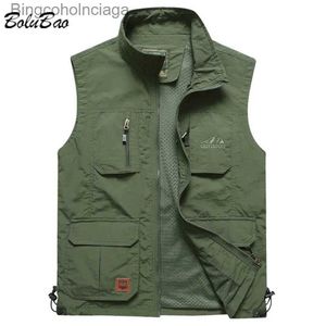 Heren Vesten BOLUBAO Heren Mesh Vest lti Pocket Sneldrogend Vissen Mouwloos Jasje Reporter Losse Outdoor Casual Dunne Vesten VestL231014