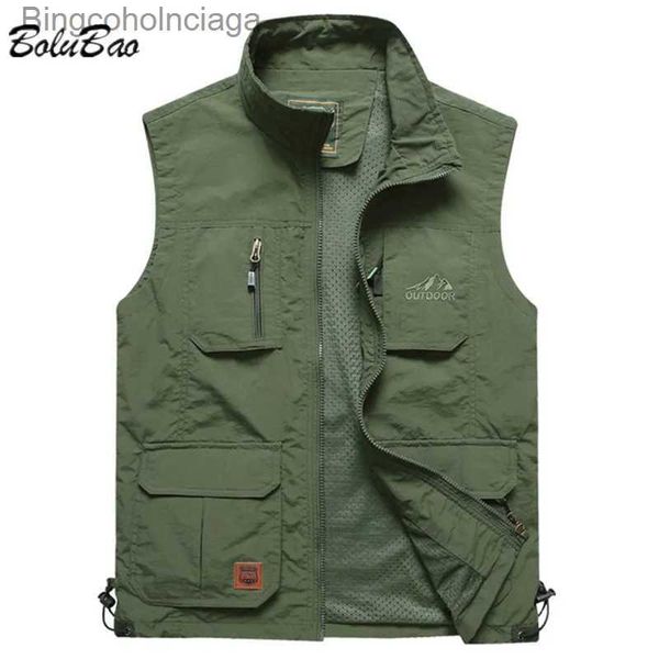 Gilets pour hommes Bolubao Mens Mesh Vest LTI Pocket Quick Dry Pêche Veste sans manches Reporter Lâche Outdoor Casual Mince Gilets GiletL231014