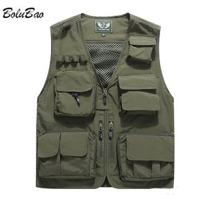 Men's Vests BOLUBAO Vest MultiPocket Thin Trend Mesh Breathable Detachable Waistcoat Outdoor Mountaineering Fishing Casual Male 230905