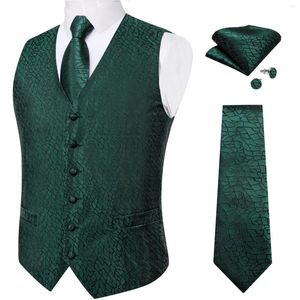 Herenvesten merk groen vest voor man zakelijke formele luxe mannelijke kleding stropdel zakdoek manchetknopen gilet homme bruiloft vest