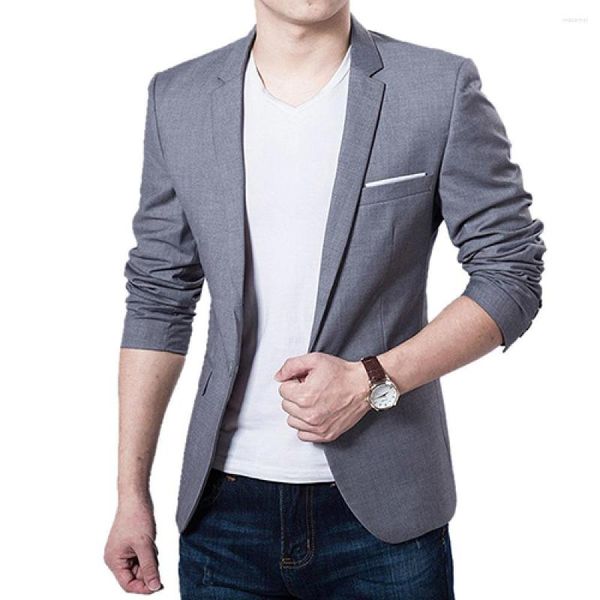 Hommes Gilets Marque Hommes Casual Blazers Automne Printemps Mode Slim Costume Veste Messieurs Blazer Un Bouton Masculino Vêtements S-5XL