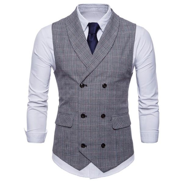 Chalecos para hombre Chaleco de traje de marca Chaqueta para hombre Sin mangas Beige Gris Marrón Vintage Tweed Moda Primavera Otoño Chaleco de talla grande