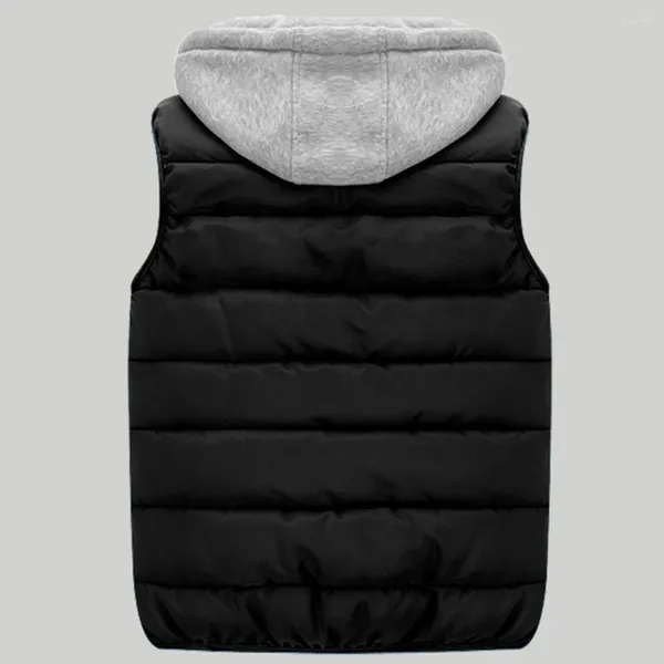 Gilets pour hommes marque gilet chaud à capuche gilet décontracté Colorblock coton Polyester sans manches léger Stretch vacances quotidiennes