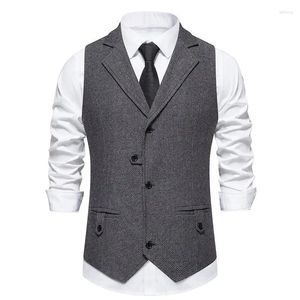 Gilets pour hommes Business formel Blazer gilet simple boutonnage mince ajusté couleur unie arrivée en stock 1 pièce