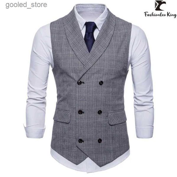 Chalecos para hombre, chaleco de traje de negocios para hombre, chaqueta sin mangas de Primavera/otoño, chaleco informal estilo Inglaterra Q231129