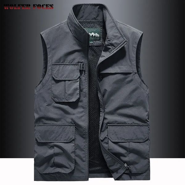 Gilets pour hommes Camping gilets de pêche pour hommes en plein air tactique palmé équipement sport homme moto gilet hommes vestes grande taille vêtements manteau travail 231009