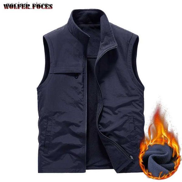 Gilets pour hommes Camping gilet Zip multi-poche tactique militaire hommes vestes d'hiver maille sans manches veste travail escalade chasse homme Denim manteau Q231129