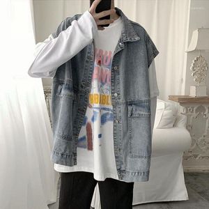 Chalecos para hombres Chaleco de mezclilla de carga 2022 Primavera Coreano BF Chaqueta sin mangas Tendencia de cintura Guapo Preppy Hip Hop Streetwear Cool Boy Guin22