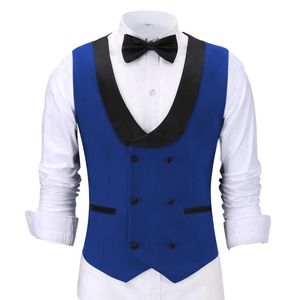 Chalecos para hombres Chaleco de negocios casual Royal Blue Slim Fit Prom Blazer de doble botonadura Trajes de champán Chaleco para boda Hombre Novios