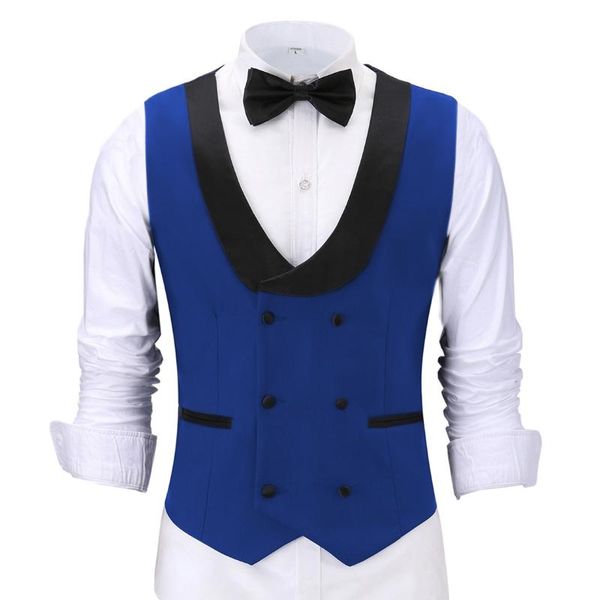 Gilets pour hommes Casual Business Vest Royal Blue Slim Fit Prom Double Breasted Blazer Champagne Costumes Gilet pour mariage Man Grooms