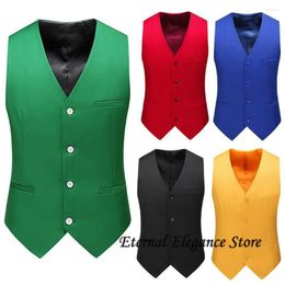 Herenvesten Casual kerstvest Waistcoat Single Breasted Men Fashion Man Pure Color Navidad Party Festival Costume Chaleco