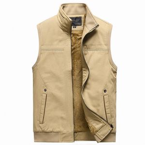 Hommes gilets décontracté kaki classique automne hiver ample mâle coton marque vêtements hommes sans manches veste gilet gilet manteau