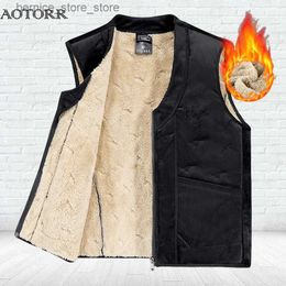 Gilets pour hommes Gilet en laine d'agneau décontracté automne et hiver gilet chaud rembourré pour hommes tendance mâle épaissi sans manches maillot de corps hauts froids 2023 nouveau Q231208