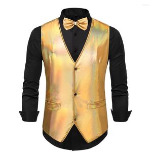 Gilets pour hommes Casual Man Disco Brillant Gilet Costume Gilet Solide Couleur Performance Party Gilets Gilet Vintage Tops Vêtements Pour Hommes