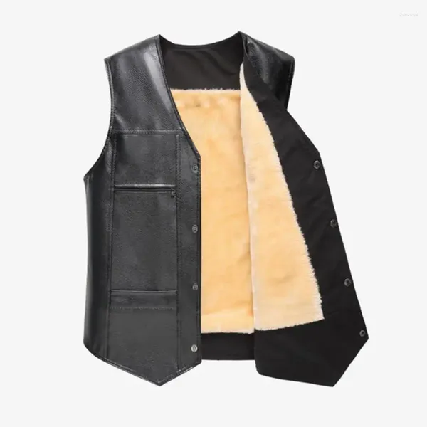 Gilets pour hommes Casual Hommes Gilet Gilet sans manches Faux Cuir Moto Chaud Automne Hiver Veste pour motards