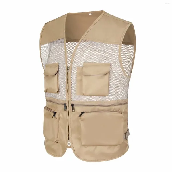 Vaites pour hommes décontractés en plein air patchwork multi-poche sans manches gilet sans manches