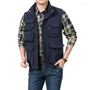 Gilets pour hommes décontracté tendance gilet multifonctionnel imperméable à séchage rapide Sports de plein air pographie débardeur grand manteau