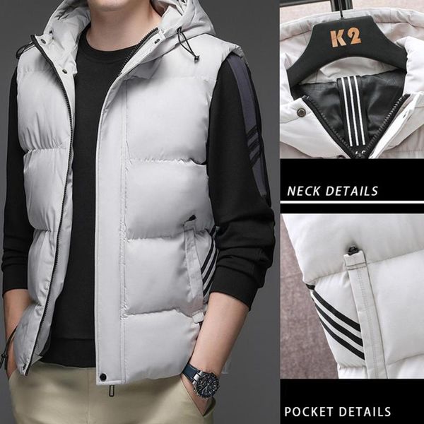 Gilets pour hommes Casual coupe-vent gilet manteau extérieur zippé hommes sans manches taille d'hiver plus gilet mâle vêtements coton veste sport chaud