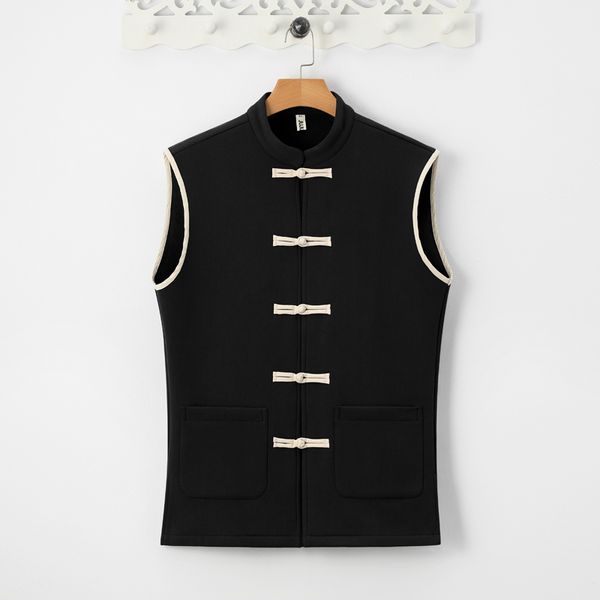 Gilet pour hommes chinois traditionnel hanfu toison veille hommes en lin en lin en coton sans manches