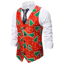 Herenvesten Kerst 3D-printen Modieus Knap Casual Slank Single Breasted Europese maat Vest 221202