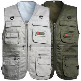 Leer- en zomerse maasvest voor mensen van middelbare leeftijd vissen vier seizoenen Kam schouder Multi -pocket vest voor mannen Spring en herfstcompreetvest 230927