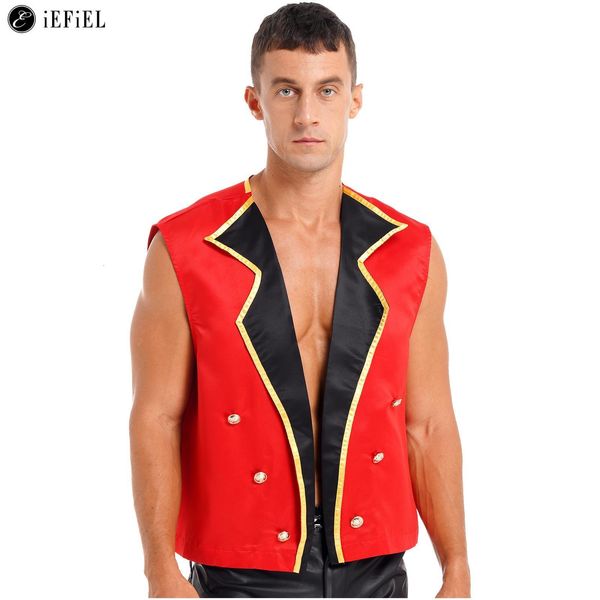 Gilets pour hommes Circus Ringmaster Costume Halloween Showman ouvert avant manteau gilet veste gilet Ringleader Lion Tamer Fancy Dress Up 230909