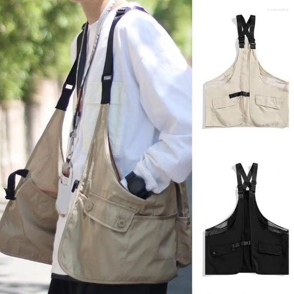 Chalecos para hombres Forma clásica chaleco deportivo Hip-hop Style unisex Bolsa de cofre con correas ajustables múltiples bolsos para streetwear ocio