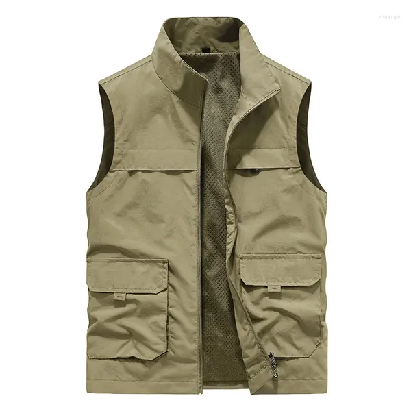 Chalecos para hombre, ropa, chaqueta sin mangas, traje, chaleco, trabajo, verano, caza, motociclista, abrigo militar táctico multibolsillo