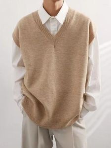 Vêtements de gilets pour hommes gilet coloride couleur tricot pull de gain masculin veste à manteau simple sans manches