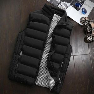 Gilets pour hommes résistant au froid hommes manteau confortable gilet d'hiver rembourré chaud élégant avec poches à glissière col montant protection du cou matelassé