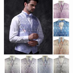 Gilets pour hommes couleur Paisley et gilet de mariage floral cravate (noeud papillon) Hanky