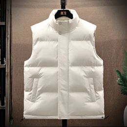 Coletes masculinos colete de algodão jaqueta homens puffer sem mangas casacos mens cor sólida inverno quente colete outwear windbreaker roupas 231121