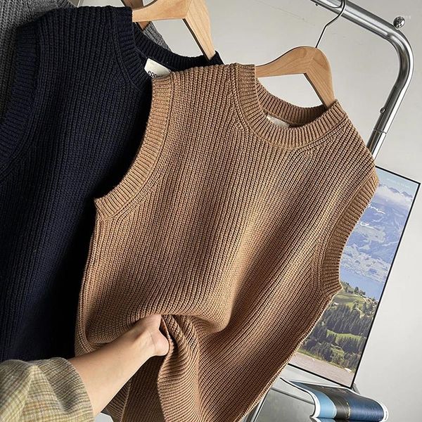 Gilets pour hommes Gilet en coton Hommes Printemps Mode Solide Couleur Vintage Pull Harajuku Tricoté Jumpers Casual Knit V20