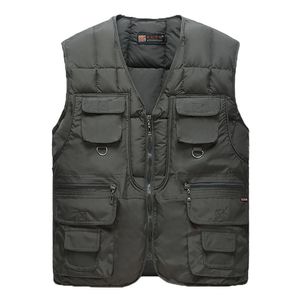 Hommes Gilets Coton Chaud Gilet Homme Hiver Avec De Nombreuses Poches Homme Sans Manches Veste Hommes Mode Zipper Pro Journaliste Gilet WFY41 221122