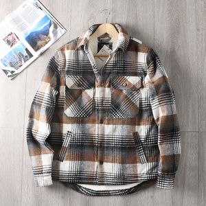 Gilets pour hommes veste rembourrée en coton avec revers d'automne et d'hiver velours épaissi Plaid poncé Imitation laine d'agneau 230919