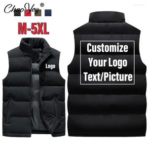 Heren Vesten Custom Logo Heren Vest Jas Mannen Herfst Warm Mouwloze Jassen Mannelijke Winter Casual Vest Veste Homme Merk kleding