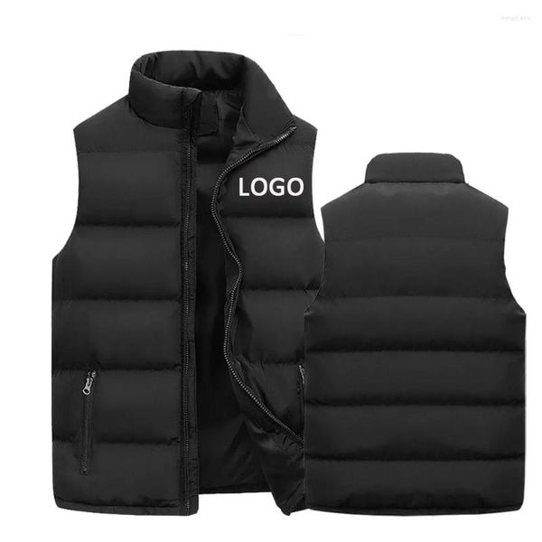 Herenvesten Op maat gemaakt Uw logo Rits Warm vest Casual Sport Opstaande kraag Mouwloze jassen DIY Winter donsvest voor mannen Y2k